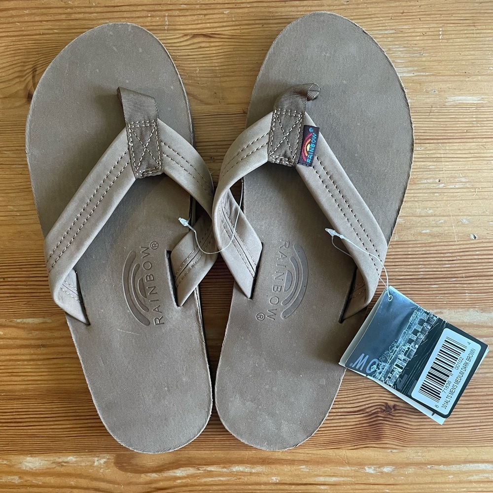 NWT Rainbow Sandals Men’s M Dark Brown Flip Flops